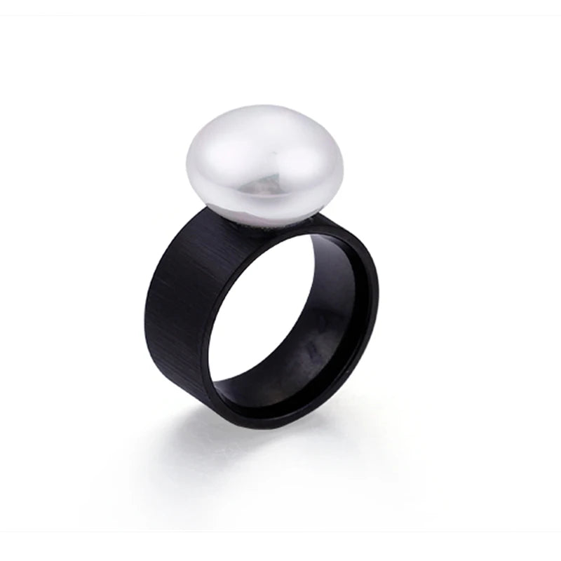 Retro-Stil Ring mit schwarzer weißer Perle