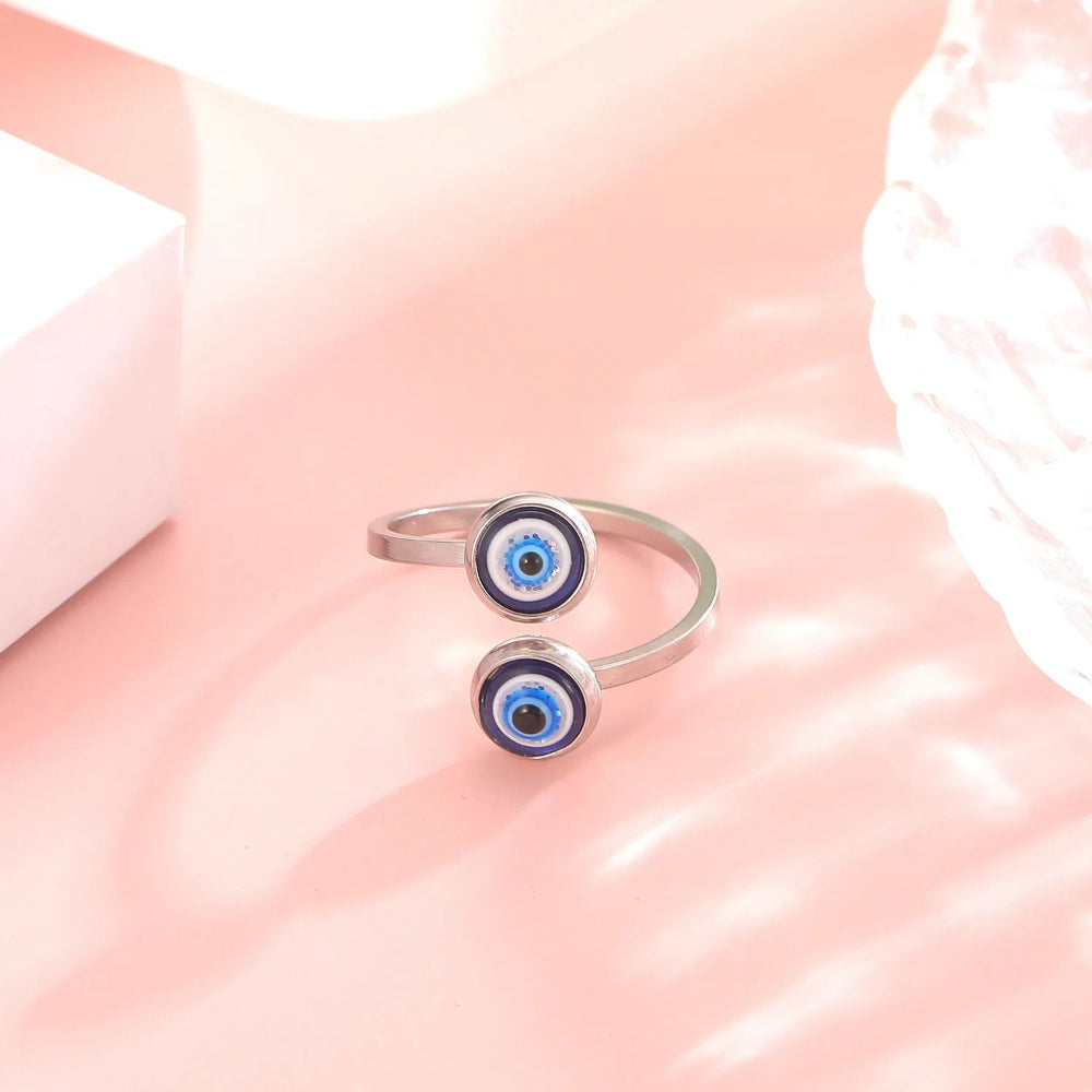 Eleganter türkischer Ring gegen den bösen Blick Silber