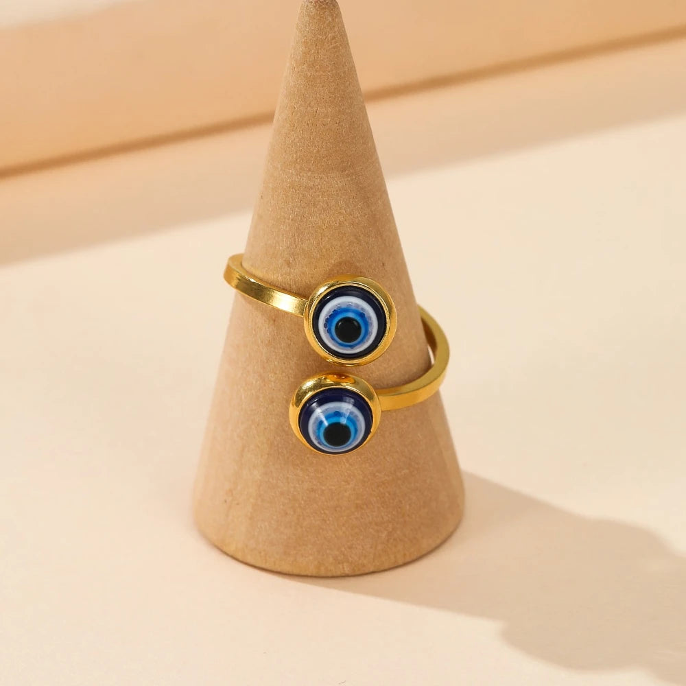 Eleganter türkischer Ring gegen den bösen Blick Gold