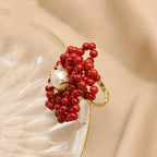 Anello a Forma di Fiore di Corallo e Perle