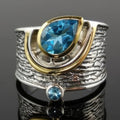 Ethnischer Ring aus Silber und Stein 
