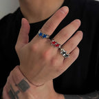 Öppen ring med dubbla stjärnor i retro streetwear-stil blå