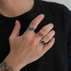 Öppen ring med dubbla stjärnor i retro streetwear-stil svart