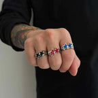 Öppen ring med dubbla stjärnor i retro streetwear-stil röd