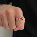 Öppen ring med dubbla stjärnor i retro streetwear-stil röd
