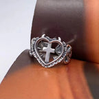 Women's Ring Christian Cross Silver Ring 