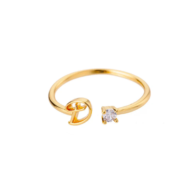 Bague fine pour femme personnalisée avec initiale d