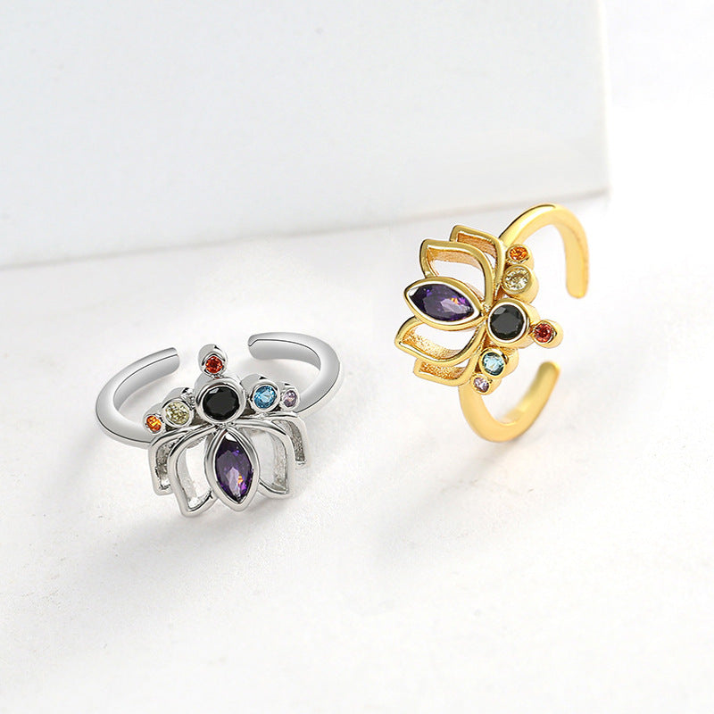 Bague Fleur de Lotus 7 Chakras Femme 