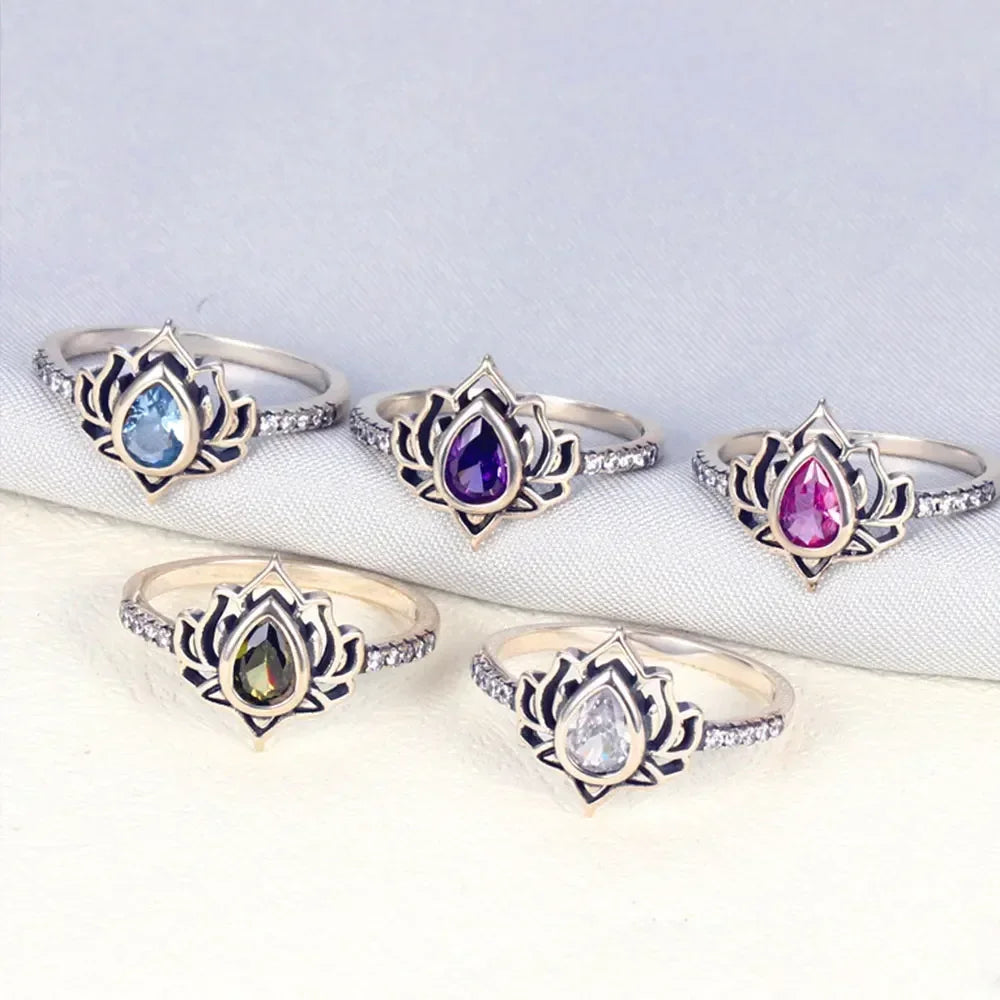 Anello Fiore di Loto Argento Donna