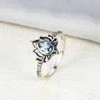 Anello Fiore di Loto Argento Donna blu