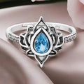 Anello Fiore di Loto Argento Donna blu