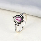 Anello Fiore di Loto Argento Donna rosa