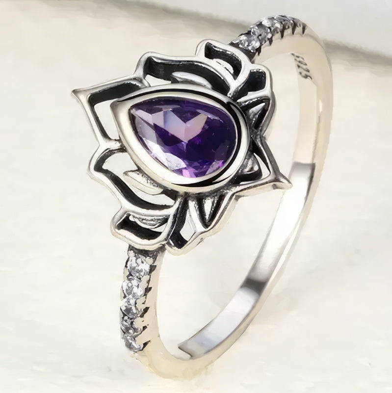 Anello argento con fiore di loto da donna