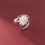 Weißer Lotusblumenring für Damen
