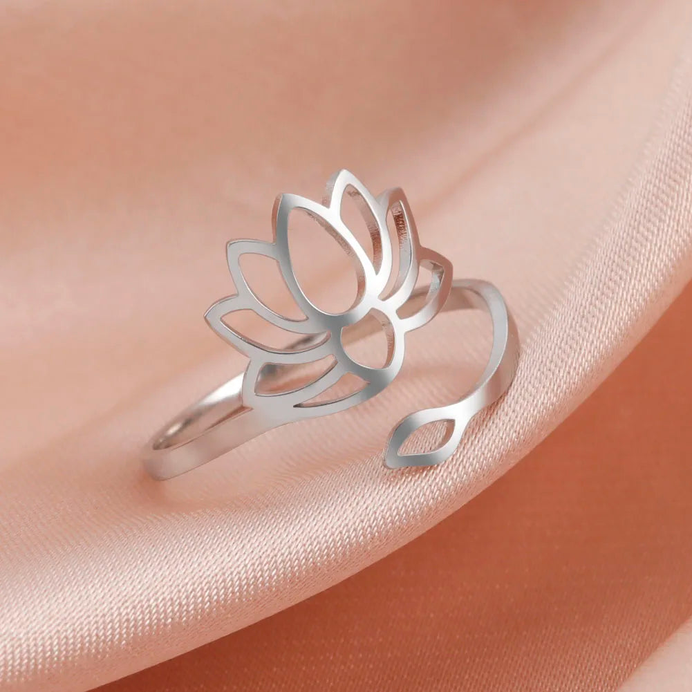 Lotusblume Damenring Silber