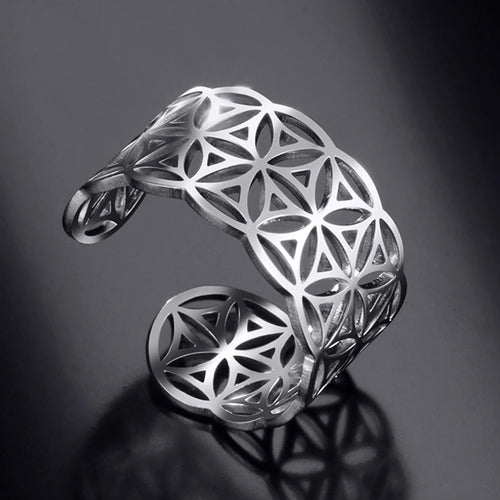 Frau Lebensblume Ring Mandala Silber