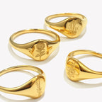 Bague fleur sauvage gravée