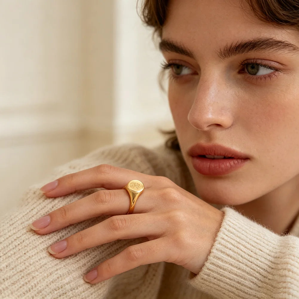 Bague fleur sauvage gravée