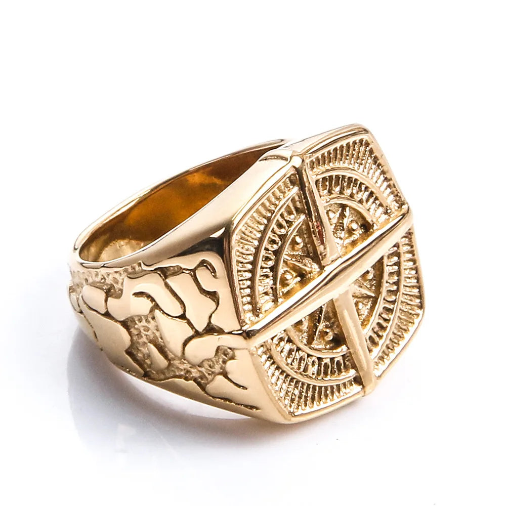 Herrenring Kompass Windrose Gold