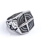 Herrenring Kompass Windrose Silber