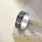 Brede Menorah-ring en Davidsterren, joodse symbolen