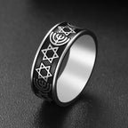 Brede Menorah-ring en Davidsterren, joodse symbolen