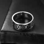 Brede Menorah-ring en Davidsterren, joodse symbolen