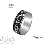 Brede Menorah-ring en Davidsterren, joodse symbolen
