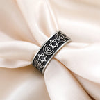 Brede Menorah-ring en Davidsterren, joodse symbolen
