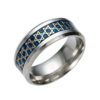 Bague large pour homme avec étoiles de David symbole juif bleu