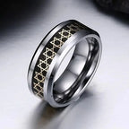 Bague large pour homme avec étoiles de David symbole juif noir