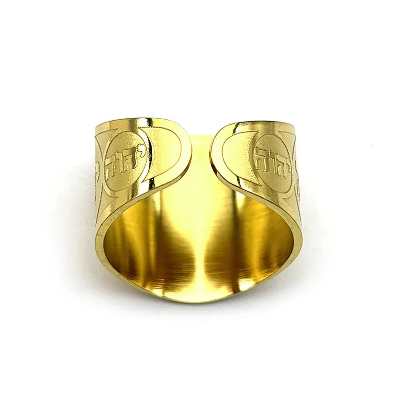 Anello largo unisex con incisione in ebraico ebraico