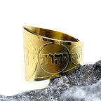 Anello largo unisex con incisione in ebraico ebraico oro