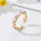 Anello Occhio Malocchio Blu Turco Stile Boho rosa