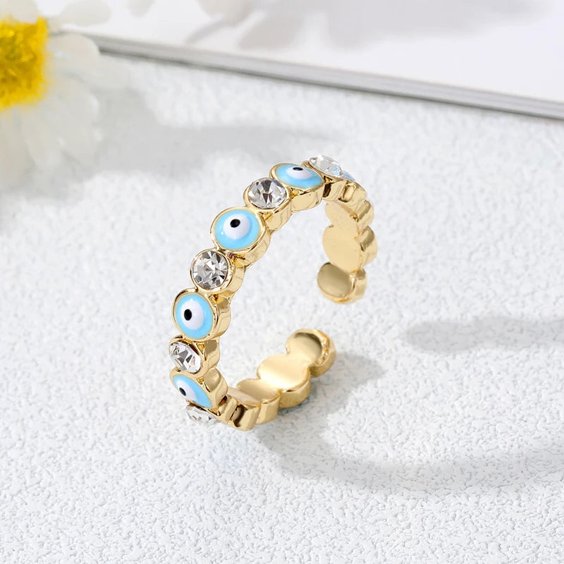 Anello Occhio Malocchio Blu Turco Stile Boho turchese
