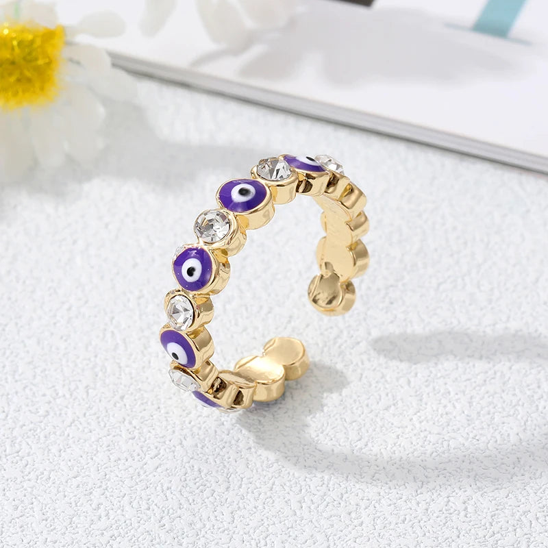 Anello Occhio Malocchio Blu Turco Stile Boho viola