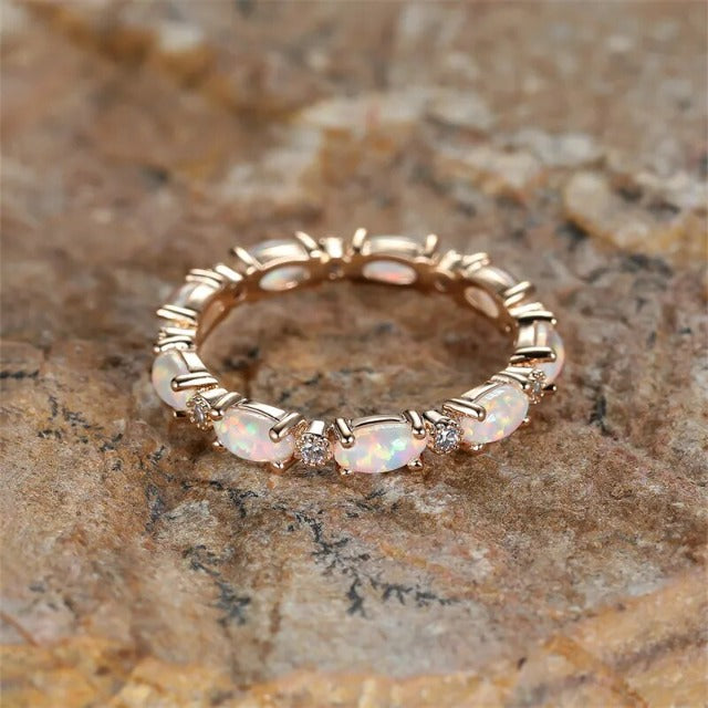 Opalring für Damen in Weiß