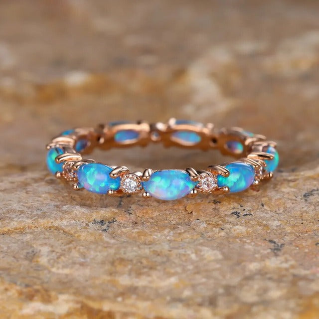 Opalring für Damen in Blau