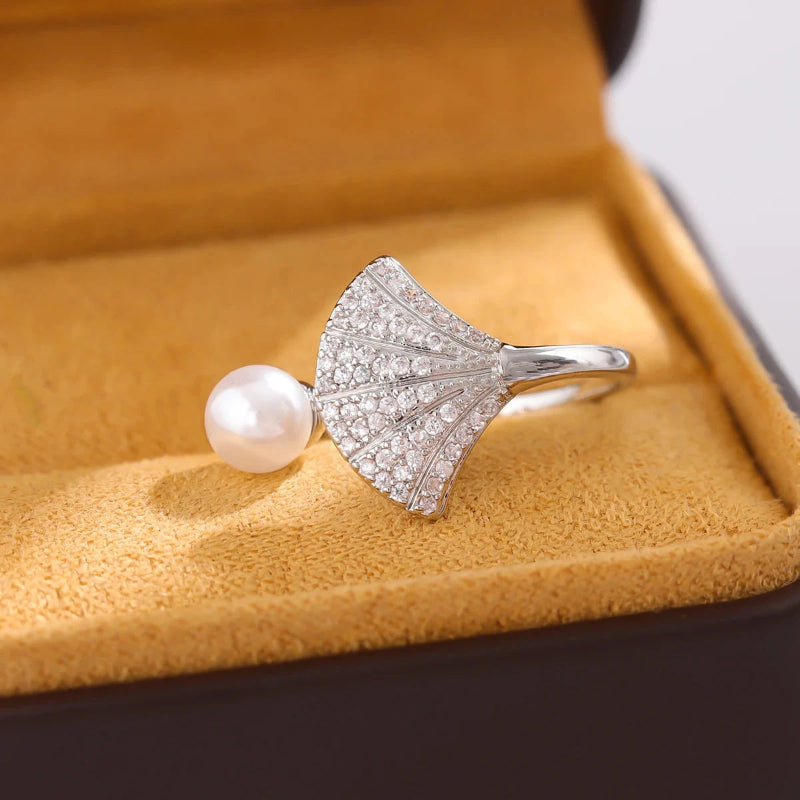 Bague Coquille Saint-Jacques et Perle Coquillage