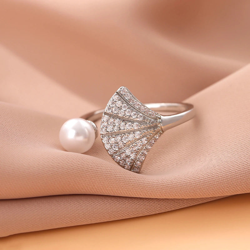Bague Coquille Saint-Jacques et Perle Coquillage