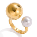 Bague ouverte avec double perle