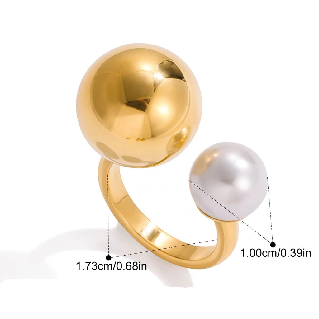 Bague ouverte avec double perle