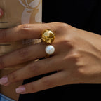 Bague ouverte avec double perle