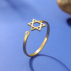Bague ouverte avec l'étoile de David symbolique juive or
