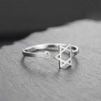 Bague ouverte avec l'étoile de David symbolique juive argent