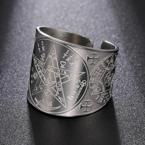 Pentagram Tetragram Ring Witchcraft Trolddom