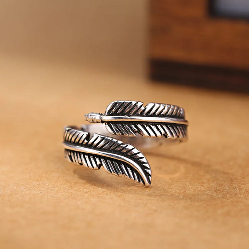 Bague Plume Argentée pour Femme