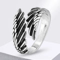 Bague plume argentée pour homme