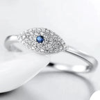 Lucky Charm Ring Blue Turkish Evil Eye in Zircon