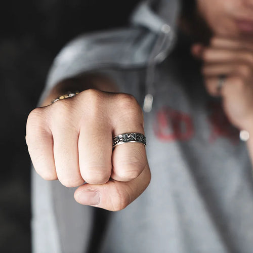 Justerbar Herre Ring Viking Runes 1